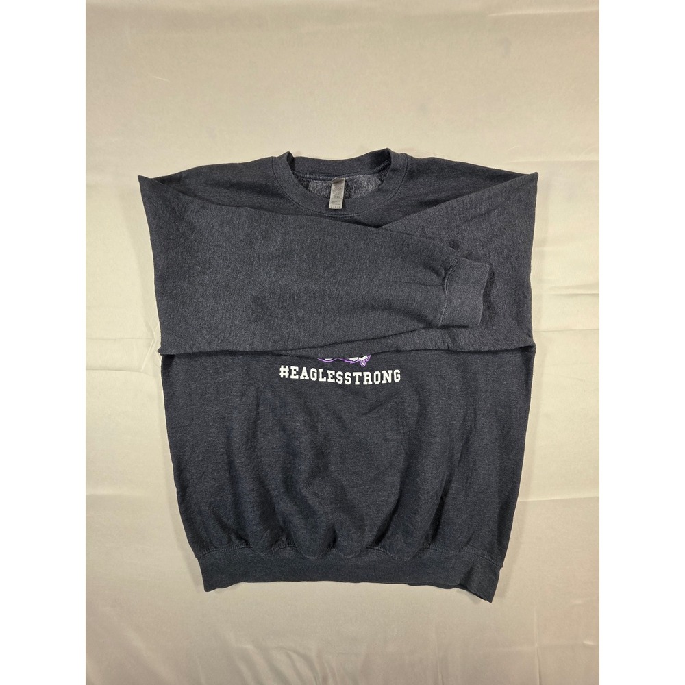 Gildan Medrano Eagles Sweatshirt Large Gray Heavy Blend Crewneck Eagles Strong - Picture 2 of 6